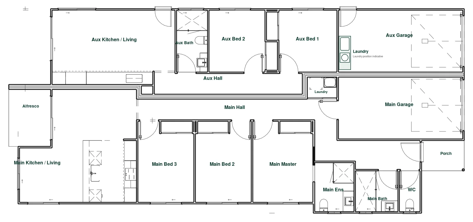 Floor plan of a dual-key home with two dwellings