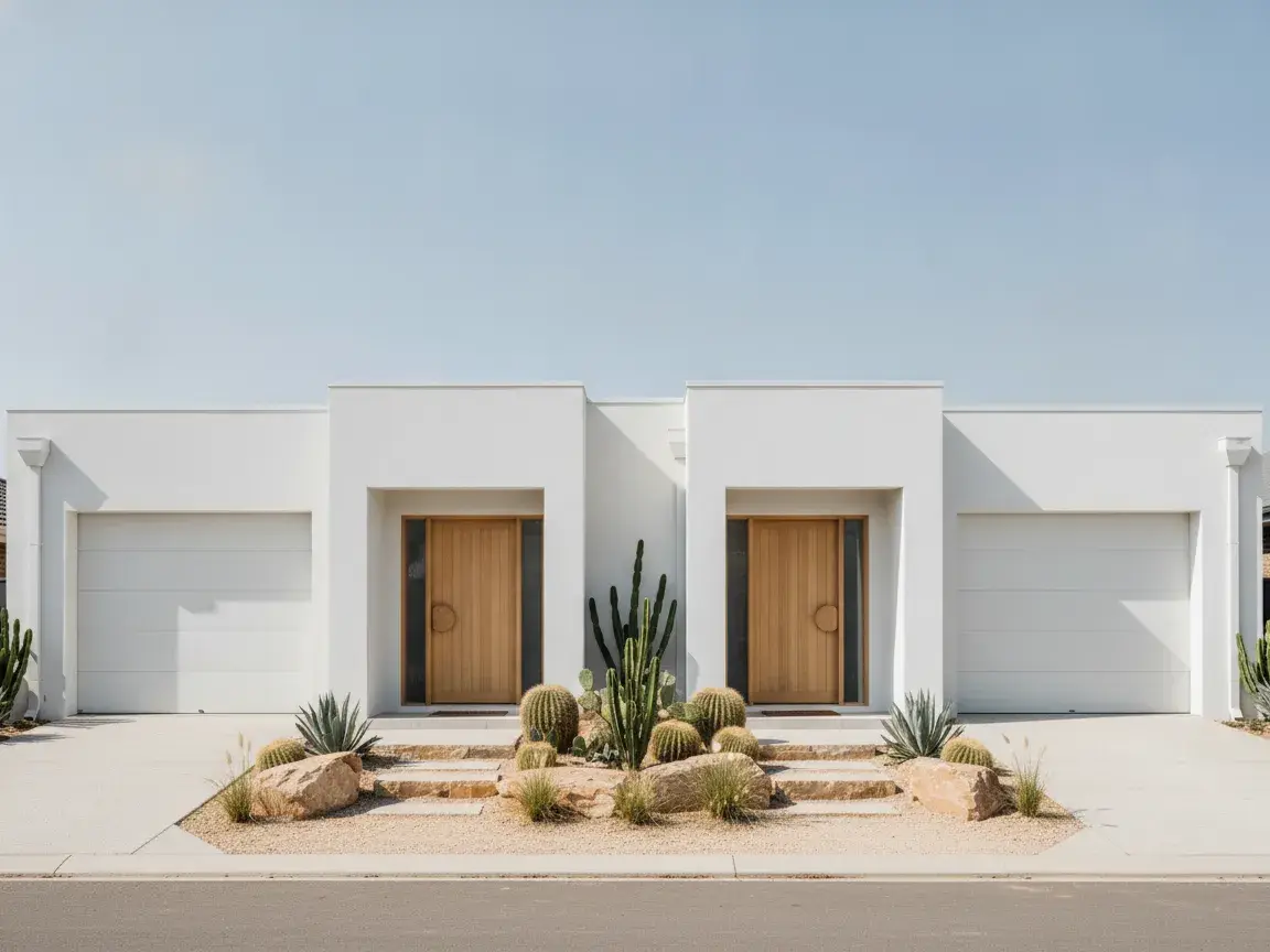 Single-storey dual-key home exterior, design render